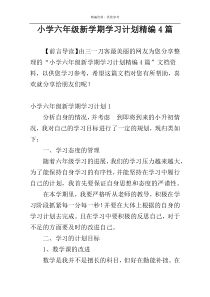 小学六年级新学期学习计划精编4篇