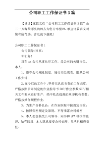 公司职工工作保证书3篇