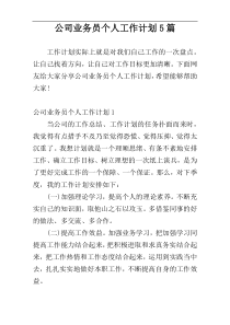 公司业务员个人工作计划5篇