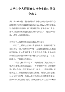 大学生个人假期参加社会实践心得体会范文