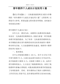 青年教师个人成长计划实用5篇