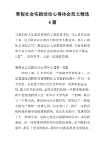 寒假社会实践活动心得体会范文精选4篇