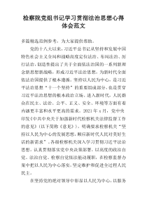 检察院党组书记学习贯彻法治思想心得体会范文