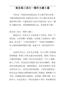 南京高三语文一模作文题5篇