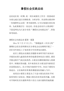 暑假社会实践总结