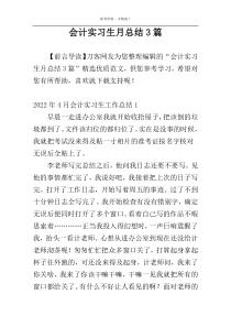 会计实习生月总结3篇