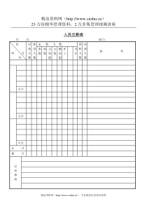 第六节 人员出勤表