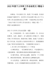 2022年度个人年终工作总结范文（精选5篇）