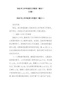 2篇2022年上半年政府工作报告镇乡