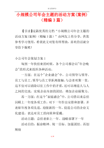 小规模公司年会主题的活动方案(案例)（精编3篇）