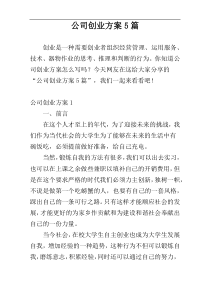 公司创业方案5篇