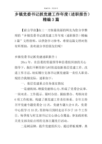 乡镇党委书记抓党建工作年度（述职报告）精编3篇