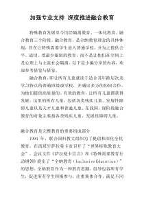 加强专业支持 深度推进融合教育