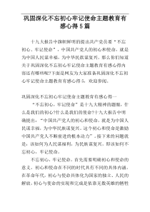 巩固深化不忘初心牢记使命主题教育有感心得5篇