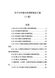 21篇关于乡村振兴的调研报告汇编