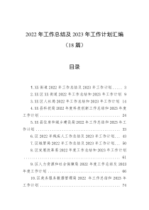 18篇2022年工作总结及2023年工作计划汇编