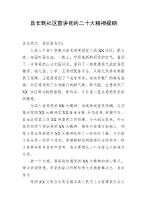 县长到社区宣讲党的二十大精神提纲