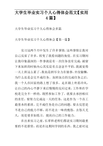 大学生毕业实习个人心得体会范文【实用4篇】