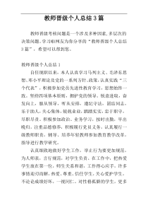 教师晋级个人总结3篇