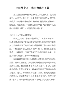 公司员个人工作心得感悟5篇