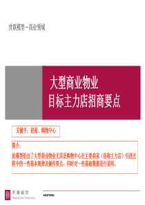 大型商业物业主力店招商要点世联