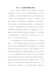 学习二十大精神专题研讨材料