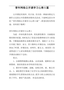 青年网络公开课学习心得5篇