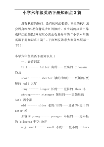 小学六年级英语下册知识点3篇