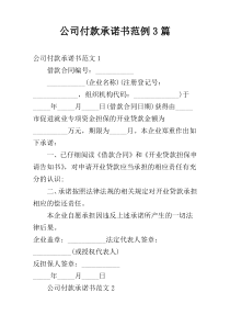 公司付款承诺书范例3篇