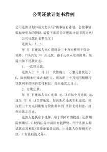 公司还款计划书样例