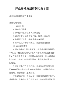 开业活动策划样例汇集5篇