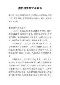 建材销售商业计划书