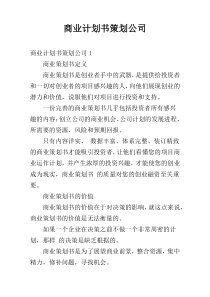 商业计划书策划公司