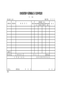 市政府集中采购执行计划审批表