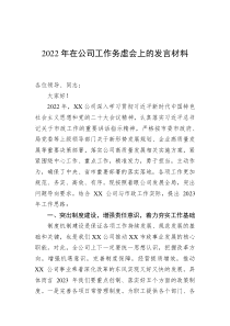 2022年在公司工作务虚会上的发言材料