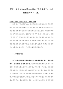 区长、主任2023年民主生活会“六个带头”个人对照检查材料（二篇）