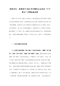 党组书记、县委班子2023年专题民主生活会“六个带头”对照检查材料