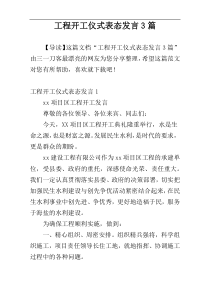 工程开工仪式表态发言3篇