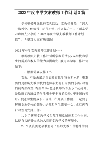 2022年度中学支教教师工作计划3篇