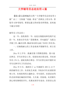 大学辅导员总结实用4篇