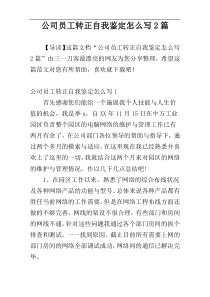 公司员工转正自我鉴定怎么写2篇