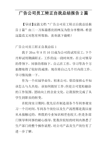 广告公司员工转正自我总结报告2篇