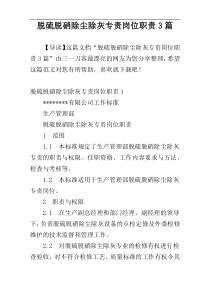 脱硫脱硝除尘除灰专责岗位职责3篇