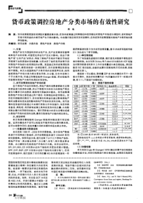 货币政策调控房地产分类市场的有效性研究