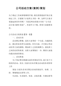 公司活动方案(案例)策划