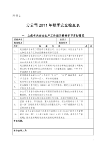 水电站XXXX年秋季安全检查表