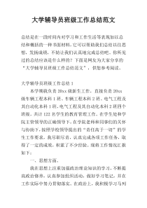 大学辅导员班级工作总结范文