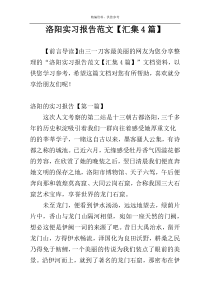 洛阳实习报告范文【汇集4篇】