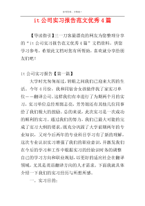 it公司实习报告范文优秀4篇