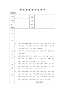 班组安全活动记录表1